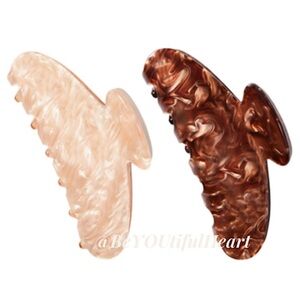 KITSCH Eco-Friendly Plastic Large Marble Claw Clip Duo in Blonde and Brunette